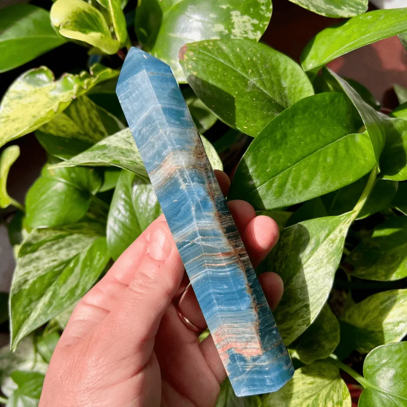 1pc Random Natural Blue Onyx Tower-polished Bohemian Style Natural Decorative Stone Point for Home/wedding Decor
