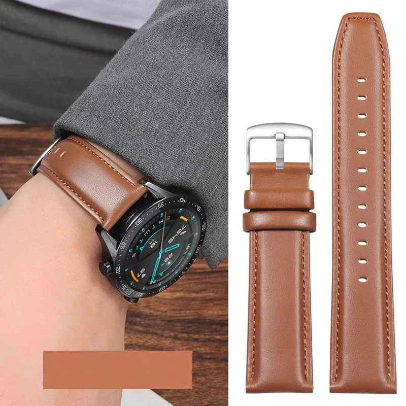 Genuine Leather Watchband for COLMI P78 22mm Watch Band Strap Steel Pin buckle High Quality Wrist Belt Bracelet