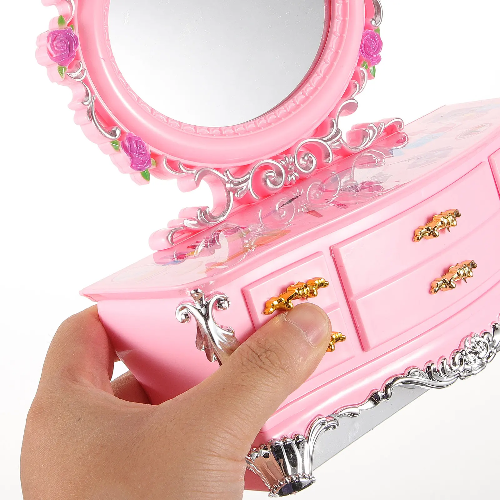 Musical Box Dresser Jewelry Box with Drawer Round Edges Smooth Surface Safe Touch Multifunctional Storage for Rings Earrings