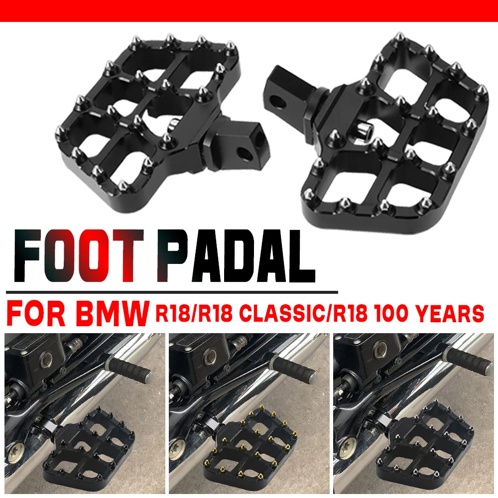 

1 Pair Front Footrest For BMW R18 r18 R 18 100 Year Classic Motorcycle Rider Black Foot Pegs Pedals Rests Wide Footpegs Bracket