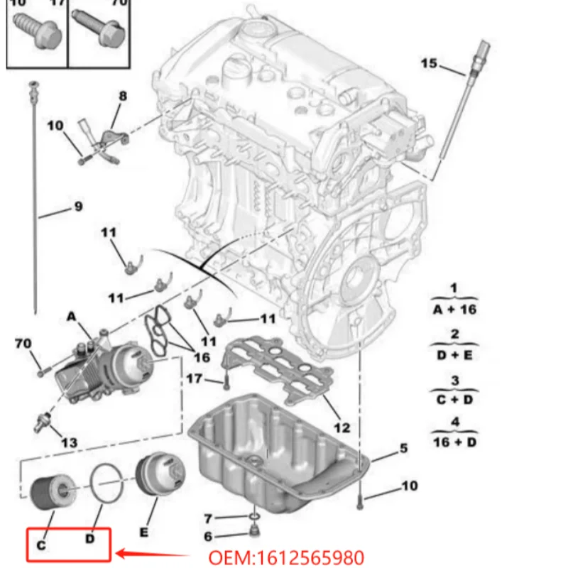 1612565980 for Peugeot 408 3008 4008 5008 AX7 Automotive Parts High Quality Oil Filter