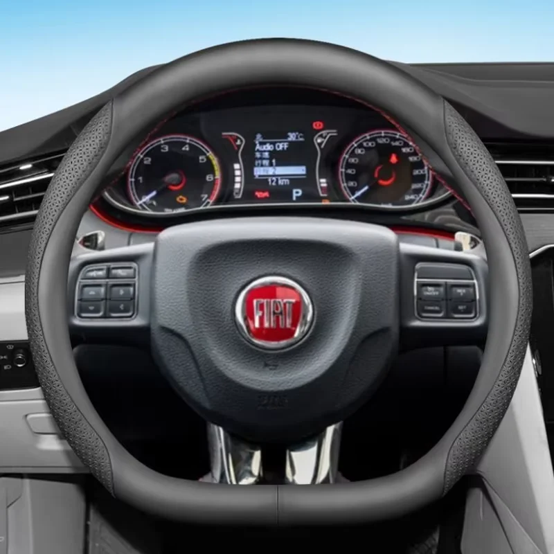 

Leather Car Steering Wheel Cover for Fiat Doblo Ducato Strada 500 Panda Pulse 600 Tipo Toro 2022 2023 2024 2025 2026 Accessories