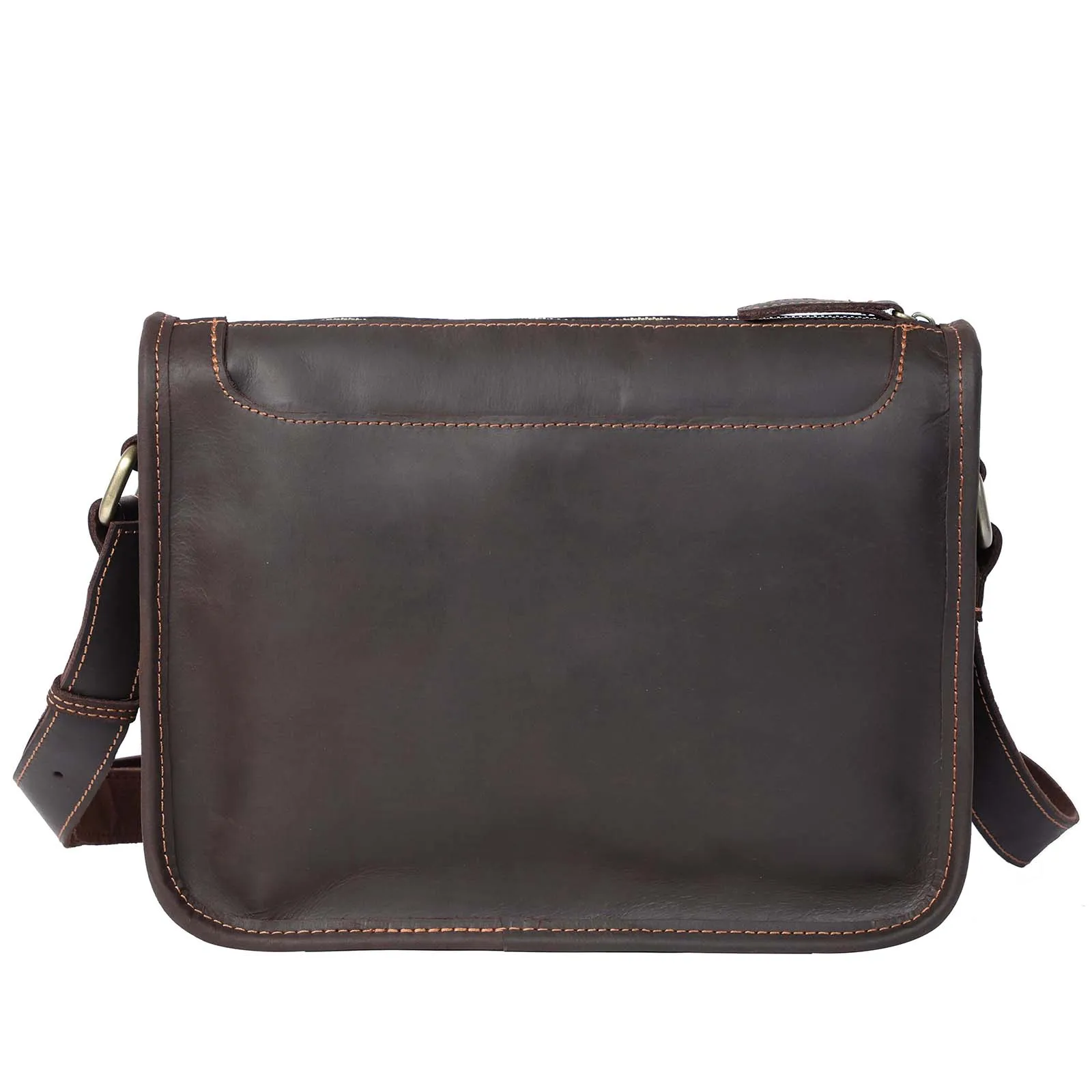 S.WORKER Vintage Echtleder Herren 11" Messenger Bag Umhängetasche Crazy Horse Rindsleder Schultertasche Top-Layer Mode – Detail 7
