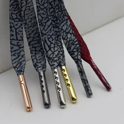 Coolstring 8mm Elephant Skin Pattern Sublimation Printed Laces Heat Transfer Burst Pattern Grey Flat Shoelaces Hoodie Drawrope