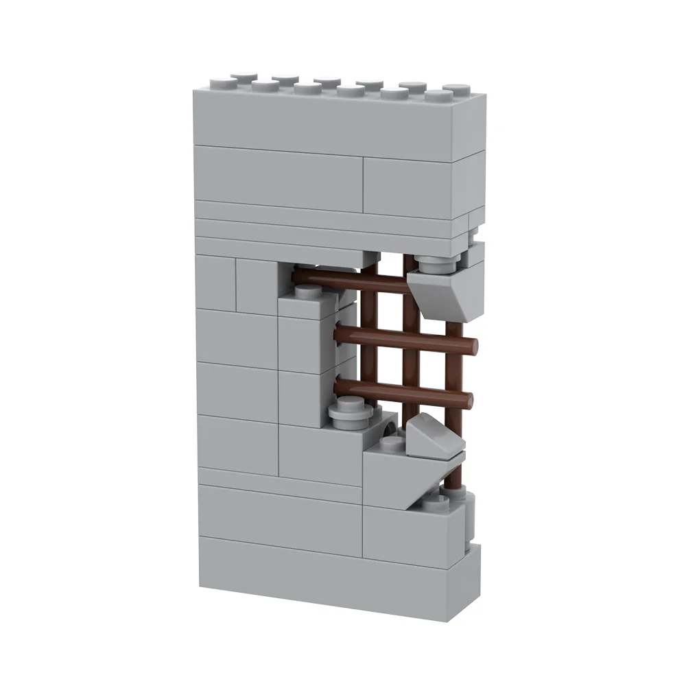 MOC Modello da parete rotta Blocchi di costruzione Muro di città Casa Cortile Design creativo fai da te Muro di mattoni Architettura di mattoni Giocattolo regalo