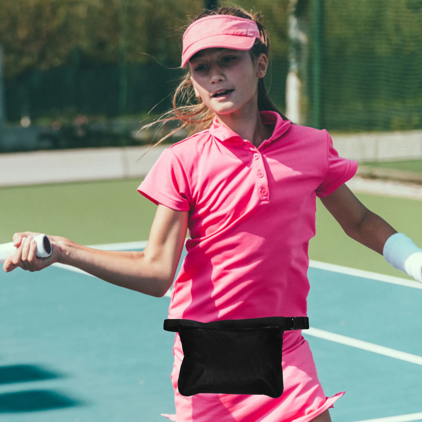 

Tennis Ball Bag Oxford Cloth Mesh Portable Storage Pouch for Golf Table Tennis Baseball Badminton Reusable Waist Pack Durable