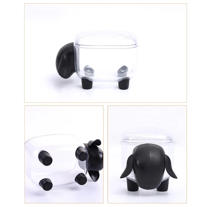 Cartoon Cosmetic Pads Holder Dispener with Removable Lid for Dental Flossers Makeup Paper Clamp Cotton Swabs Binder Ring