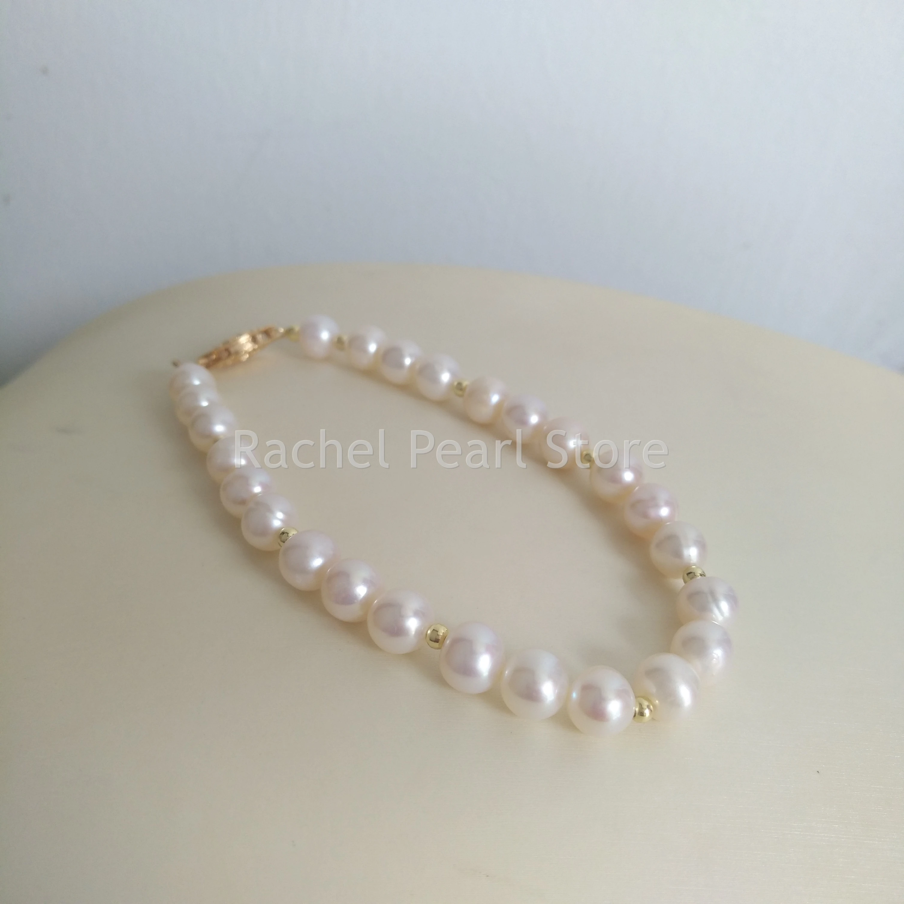 Bracelet For Women Female 6-7mm Natural Real Akoya Seawater Bead Pearl 16cm 17cm 18cm  Nice Look