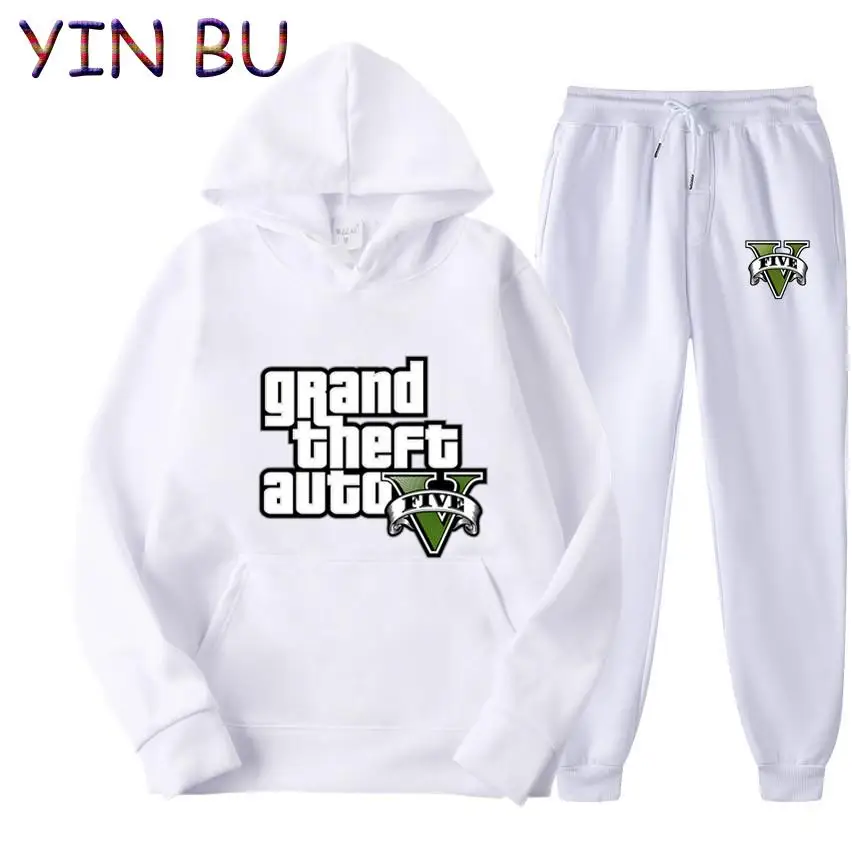 جراند سرقة السيارات لعبة GTA بدلة رياضية رجالية قناع السترة + Sweatpants بدلة رياضية عادية عداء ببطء رياضية 2 قطعة مجموعات الذكور
