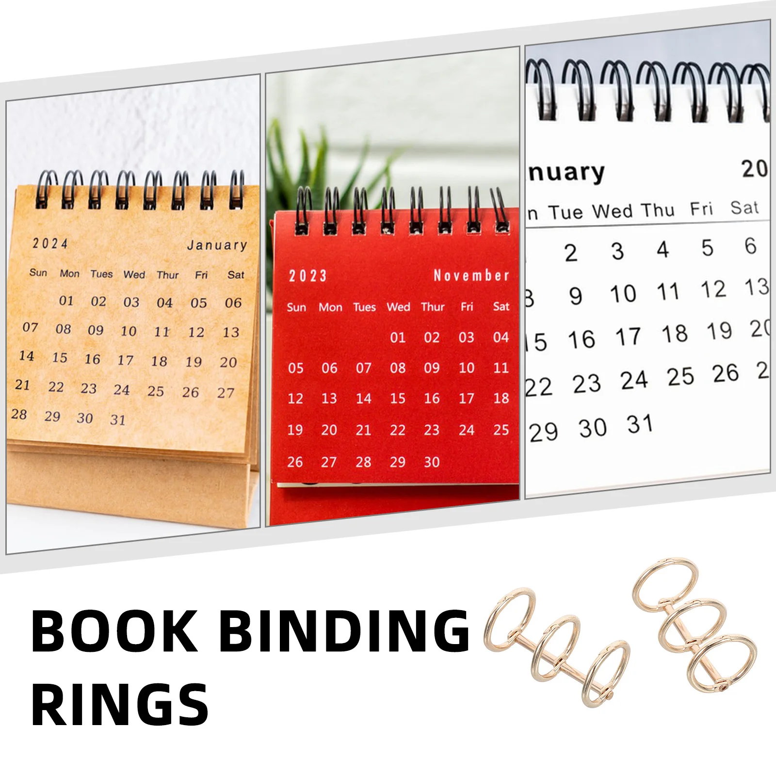 

2 Pcs Desk Calendar Binding Ring Binder Replacements Metal White Circle Clips Rings