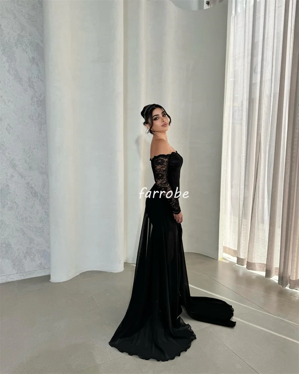 Customized Matching Modern Style Chiffon Pleat Applique A-line Off-the-shoulder Long Dresses Bespoke Occasion Dresses High Quali