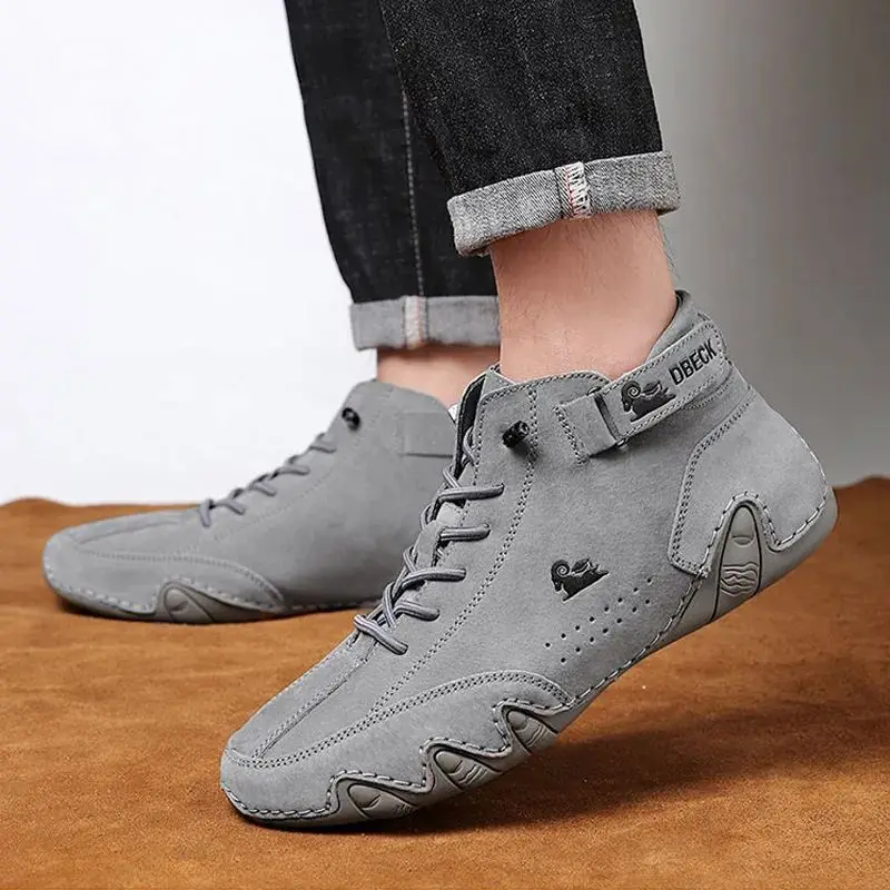 Men Casual Shoes Leather Sneakers Luxury 2024 New In Fashion Loafers Shoes Waterproof Lace Up Man Motorcycle Boots Footwear Men