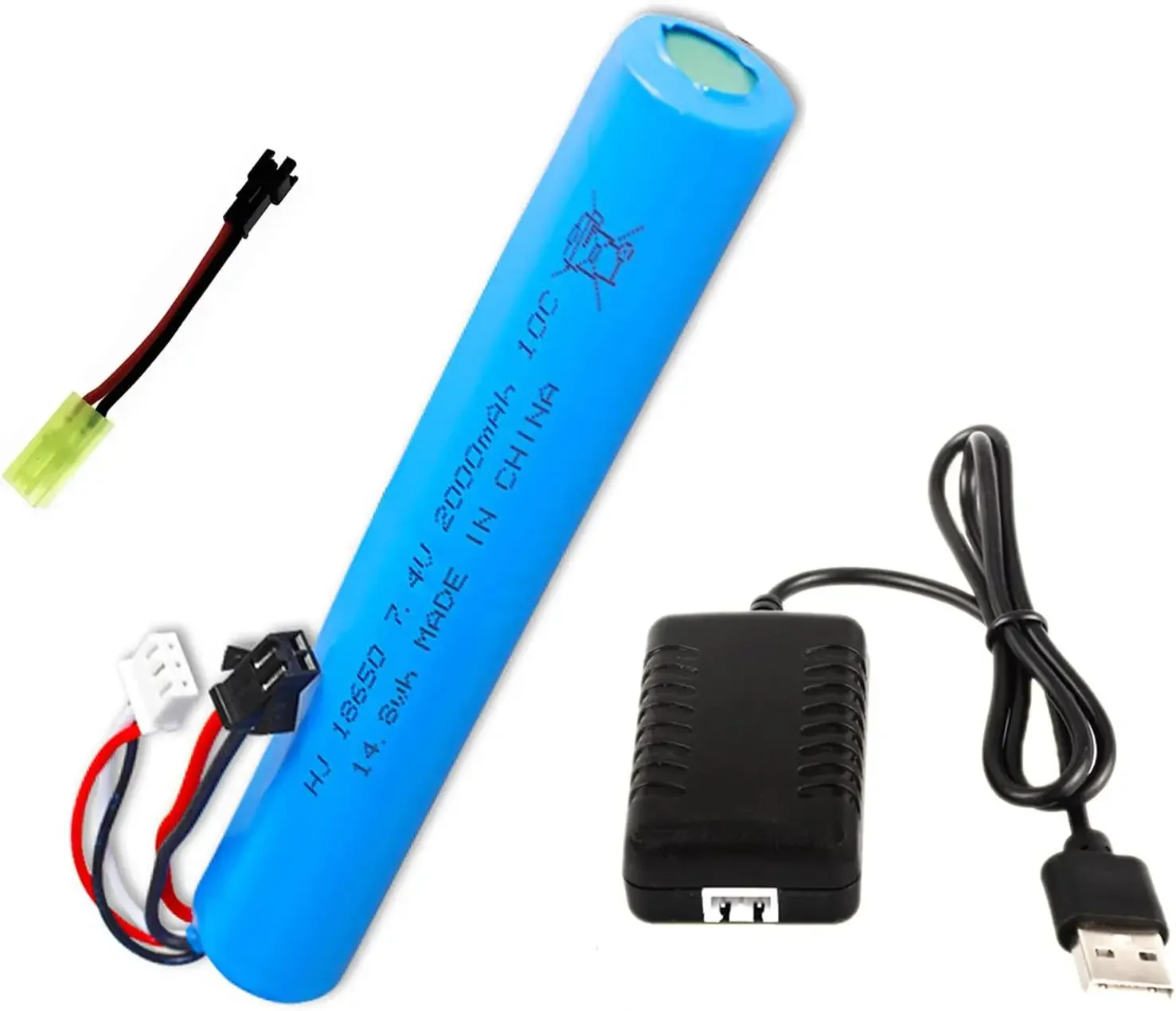 7.4V 2000mAh Li-ion battery for Electric water Ball Automatic PneumaticToys Gun/Gel Ball Blaster Toys Gun Electric Splatter Ball