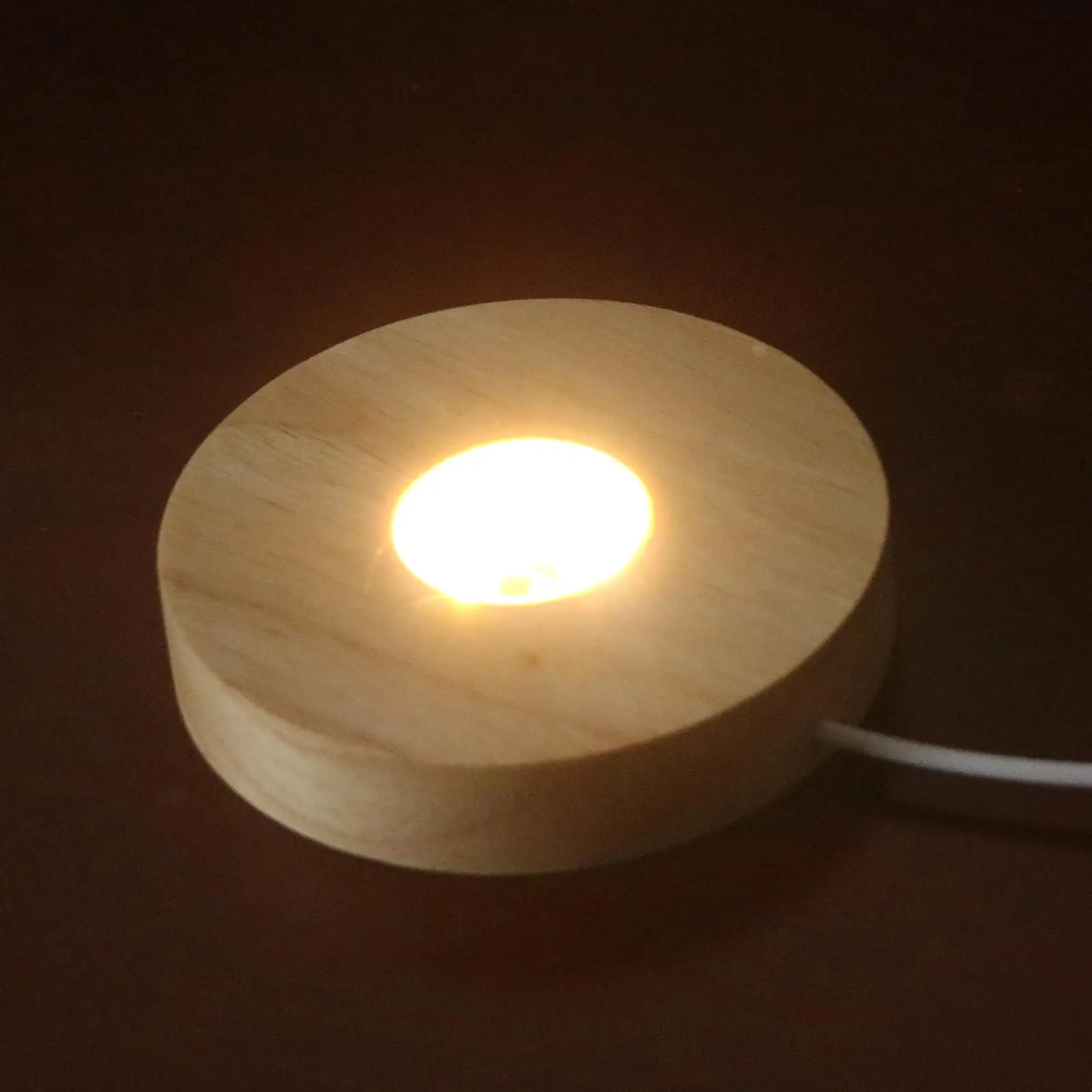 USB Powered LED Display Night Light Stand Wooden Crystal Ball Acrylic Board Lamp for Living Room Decoration