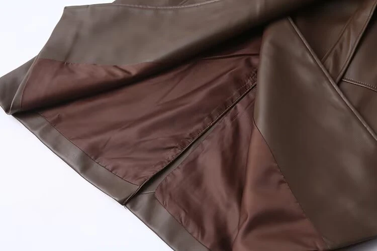 DEEABAE, solapa holgada de manga larga a la moda de otoño para mujer con cinturón suelto, chaqueta cortavientos larga de piel sintética