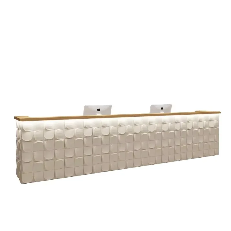 

Beauty Salon Spa Reception Table Barber Shop Office Building Front Desk With Led White Reception Desk For Retail Store