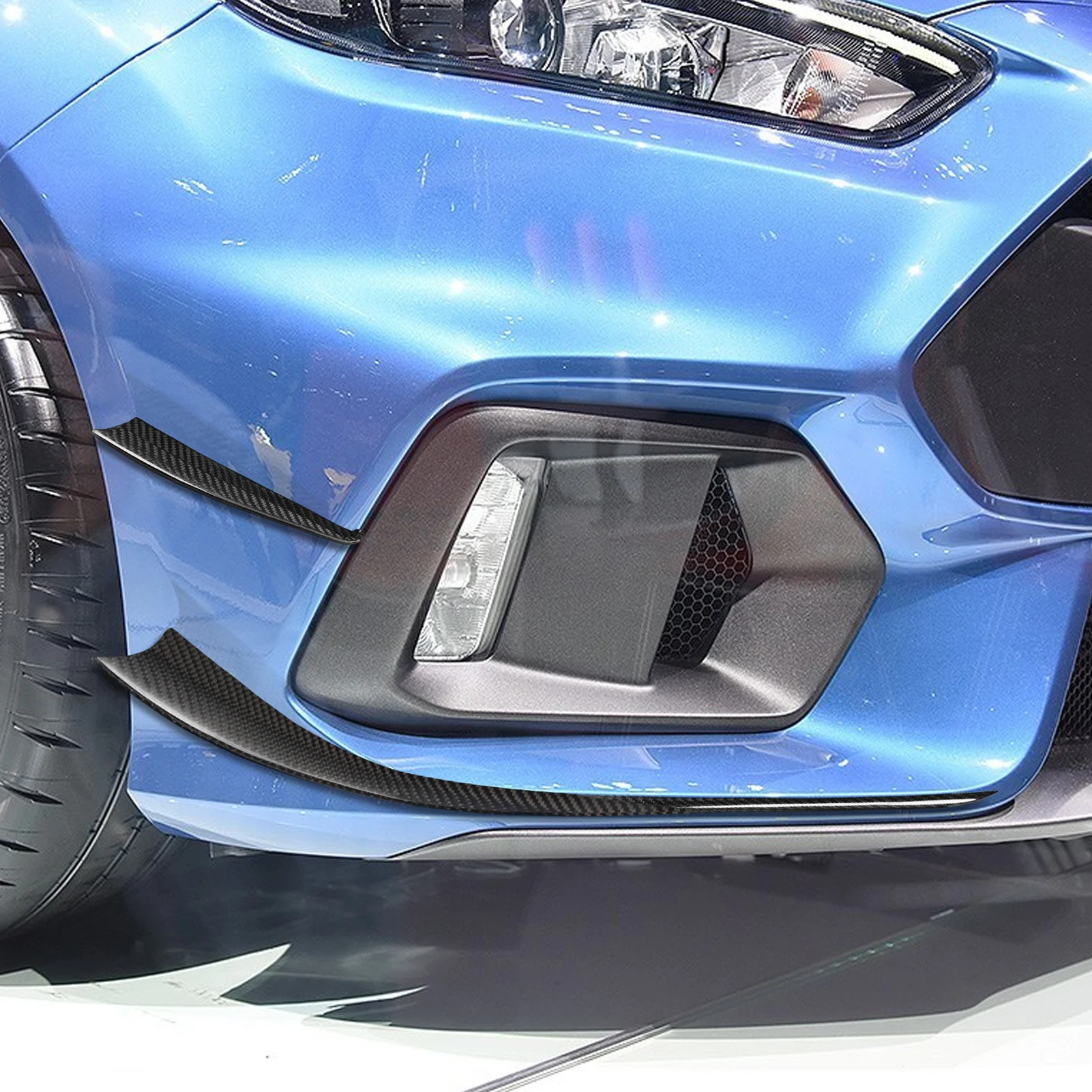 For Ford Focus RS 2015-2018 Real Dry Carbon Fiber Front Bumper Spoiler Wind Knife Cover Panel Trim Car Accessories Modification