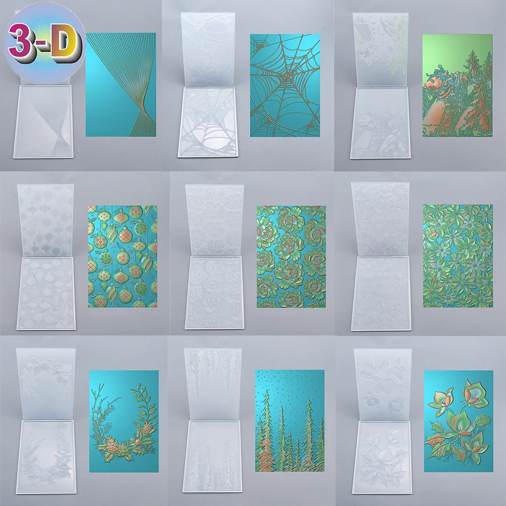 3D-Prägeordner, gewellte Linie, Weihnachtsbaumdekoration, Spinnennetz-Hintergrund zum Hinzufügen von strukturierten Details an die Herstellung von Papierhandwerksprojekten