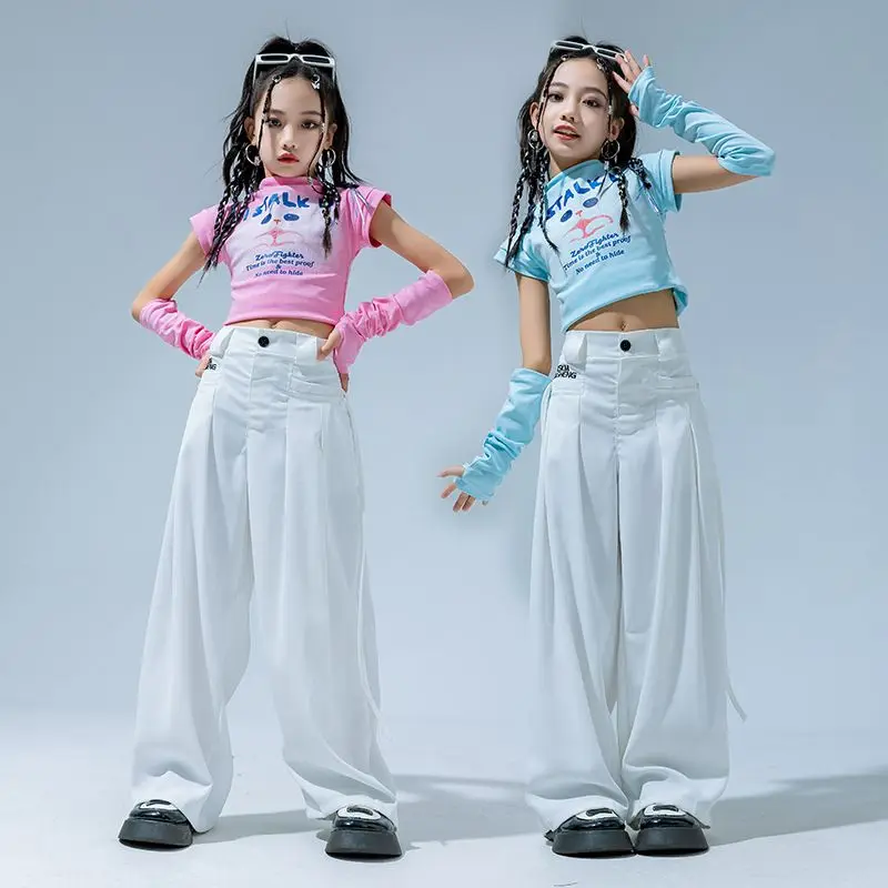 Cool Clothes for Children Sequin Jazz Dancer Style Dance Costume Girls K-pop Stage Outfits Kids Glitter Performan