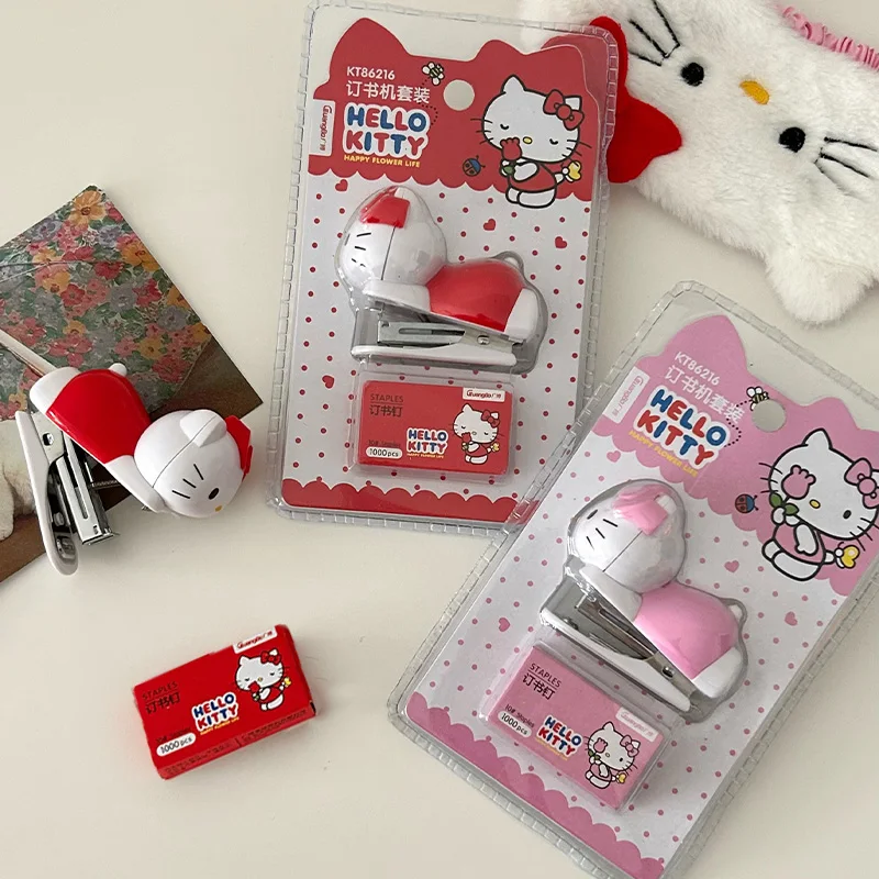 Sanrio Hello Kitty Mini Stapler Set Cartoon Anime Portable Color Material Paper Binding Machine With Nails School Stationery