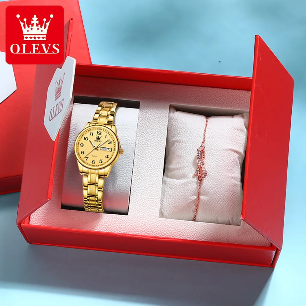

OLEVS 5567 Women's Quartz Watches Simple Elegant Large Digital Dial Ladies Wristwatch Stainless Steel Waterproof Watch for Women