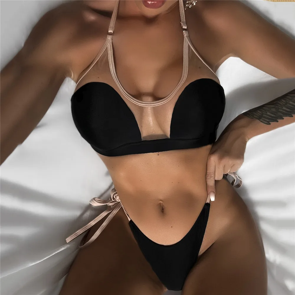 ชุดว่ายน้ำชุดว่ายน้ำบิกินี่สองชิ้นเปิดไหล่เปิดหลังเซ็กซี่ชายหาดวันหยุดพักผ่อน2024ฤดูร้อนใหม่