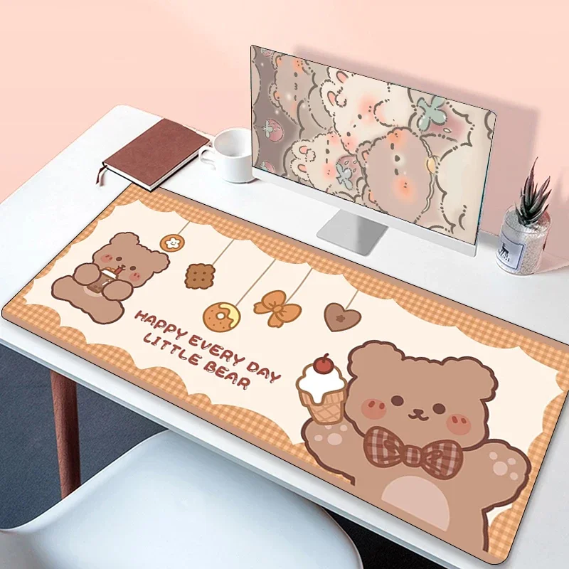 Mausepad Deskmat miś Kawaii klawiatura do gier akcesoria komputerowe mata gumowa szafki dla graczy podkładki pod mysz podkładki pod mysz Pc