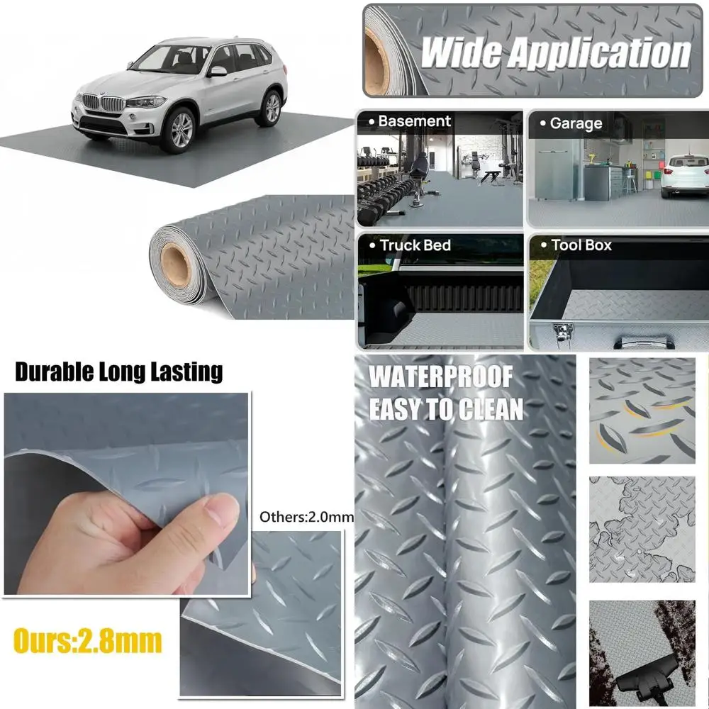 

Толстый коврик для пола гаража из ПВХ, сверхпрочный водонепроницаемый противоскользящий защитный коврик для автомобилей, прицепов, внедорожников, подвалов, спортзалов (серый) - 1 фут x 79 дюймов