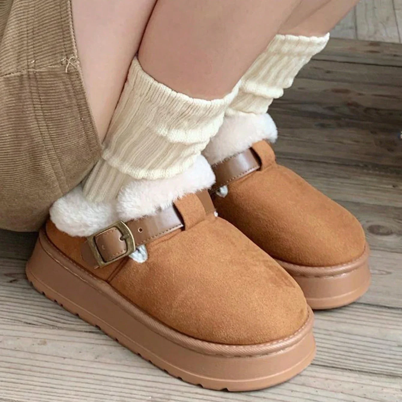 Retro Elegant Fashion Women Winter Warm Short BootsEthnic Fur Design Non-slip Light Thick-soled Comfy Home Boots Outdoor Shoes