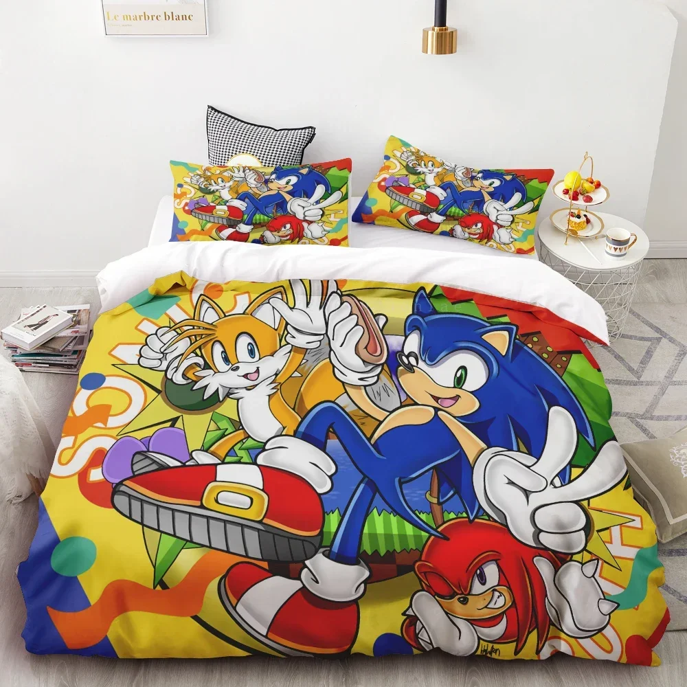 Cartoon Anime Sonic 3D Exquisite  Digital Printing Bedding Set Comforter Bed Youth Duvet  cover set Home Decor Kids Boys Gift