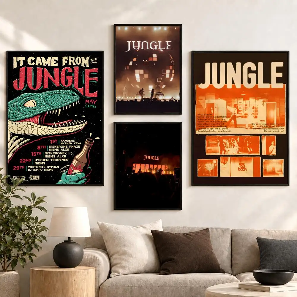 Jungle Band Funky Grooves Retro Dance Album Aesthetic Poster Aesthetic Art Print for Bedroom & Living Room Decor, Unframed