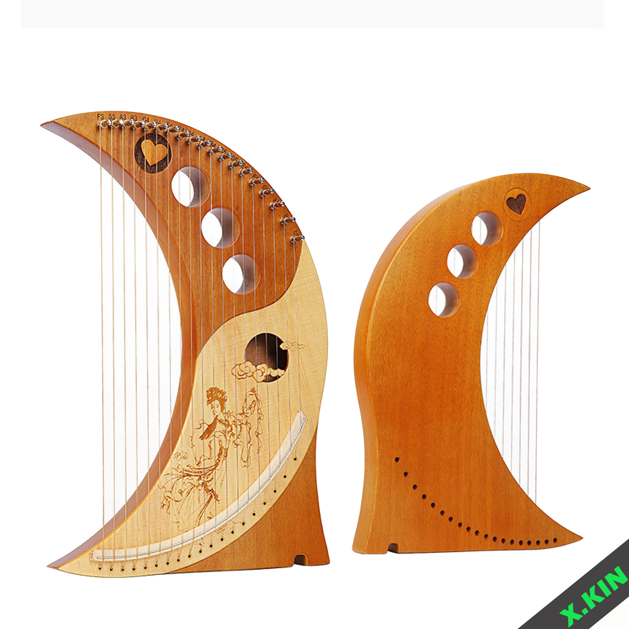 Musical Instrument Easy To Learn For Adults - Moon Lyre Harp 19 Strings Beautiful