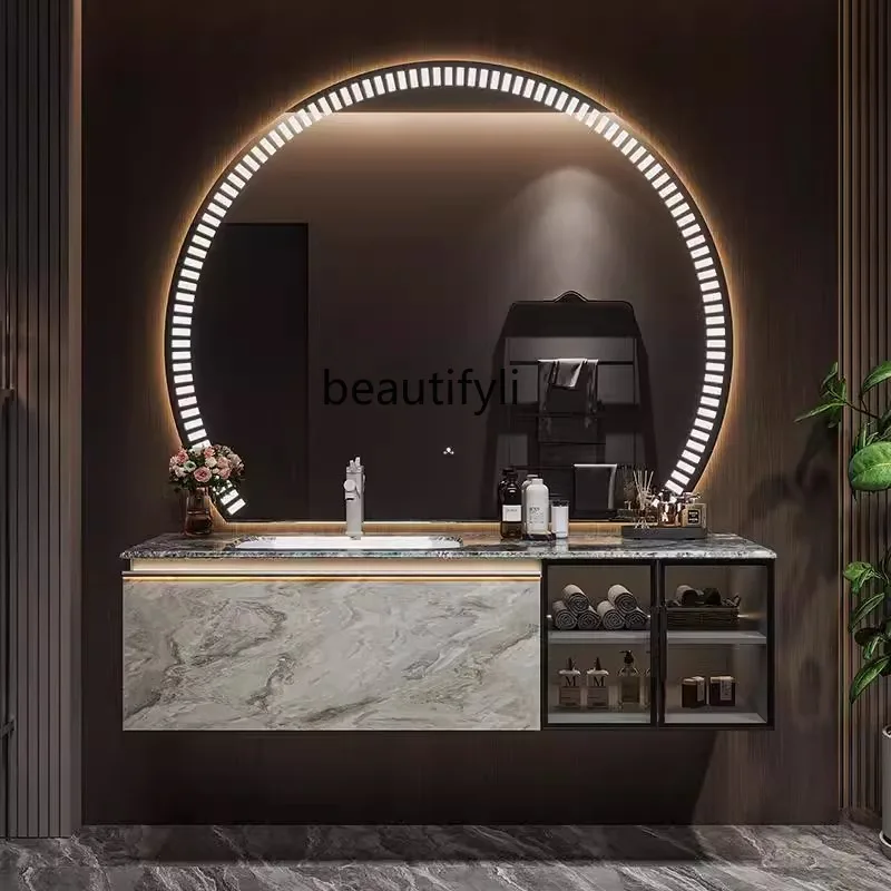 

Light luxury hotel luxury stone bathroom cabinet wash basin cabinet combination bathroom washstand washbasin