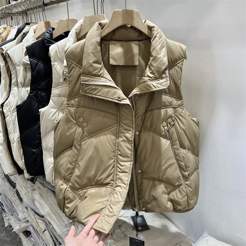 Women Fall Winter Puffer Vests Jackets Warm Sleeveless Coats Harajuku 2024 New Clothes Luxury Vintage Crop Waistcoat Streetwear