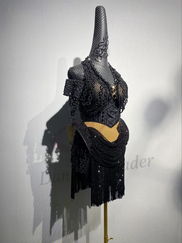 

Latin Dance Adult Children'S Dress AB Stone High-End Custom Woven Ring Dress Cha Cha Tango Women'S Clothing