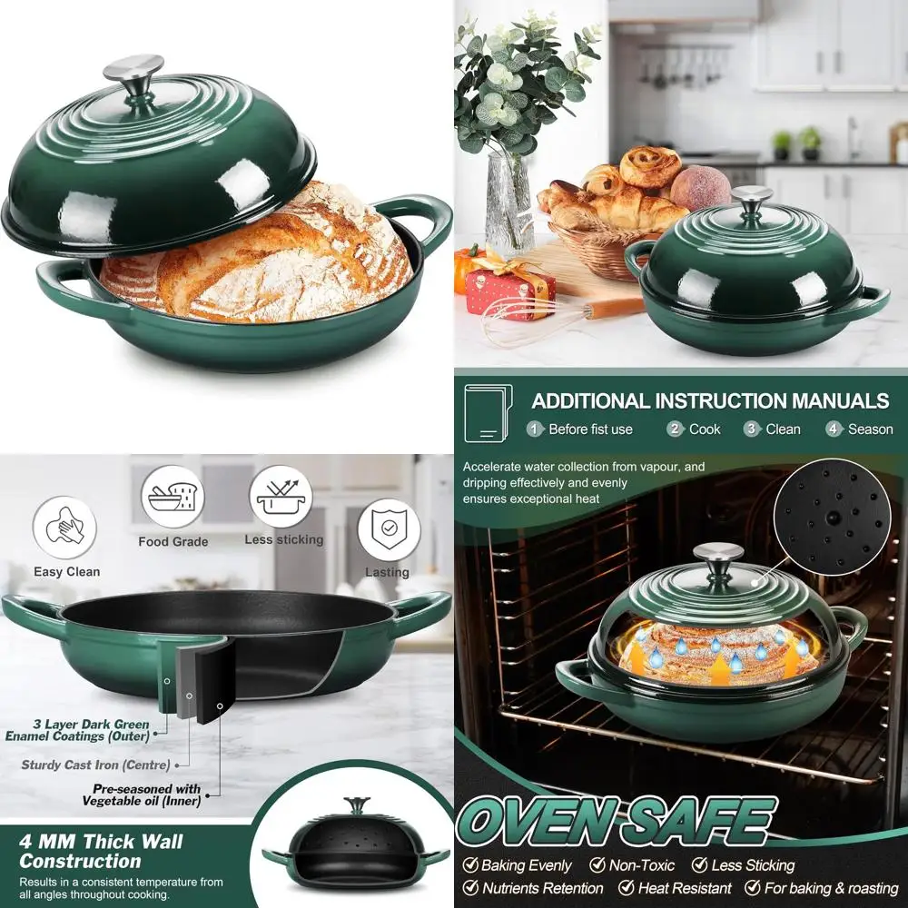 

Bread Dutch Oven for Sourdough, 5.5 Quart Enameled Cast Iron Dutch Oven Pot with Lid for Homemade Bread Baking, Easy to Clean &