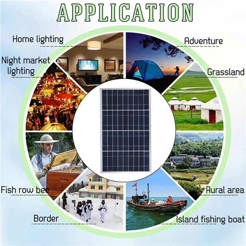 300W Solar Panel Kit Complete 12V Polycrystalline Portable Outdoor Rechargeable Solar Cells Power Generator for Home Camping