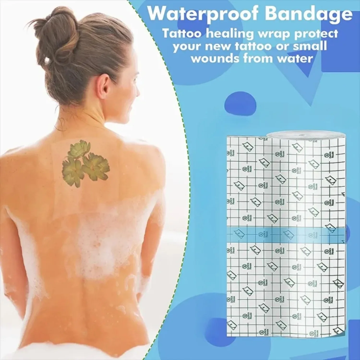 15cm*5M Waterproof Bandages, Clear Adhesive Dressings, Tattoo Transparent Bandage Protectors, Perfect Seal for Swimming Showers