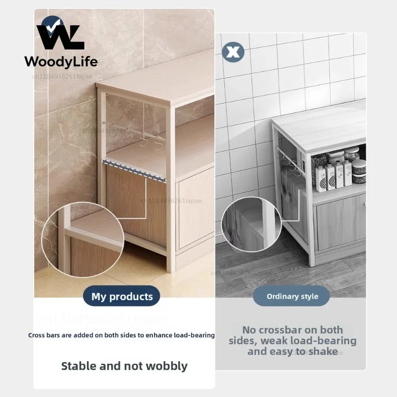 Kitchen Shelf Floor-to-ceiling Microwave Oven Locker Wall Integrated Storage Cabinet Multifunctional Cabinet Side Cabinet