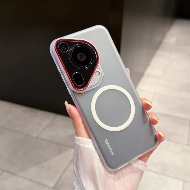 Чехол для Huawei Pura 80/70 Pro Max Ultra Plus, матовый, с контрастной рамкой для объектива, магнитный, для беспроводной зарядки, шелковисто-гладкий