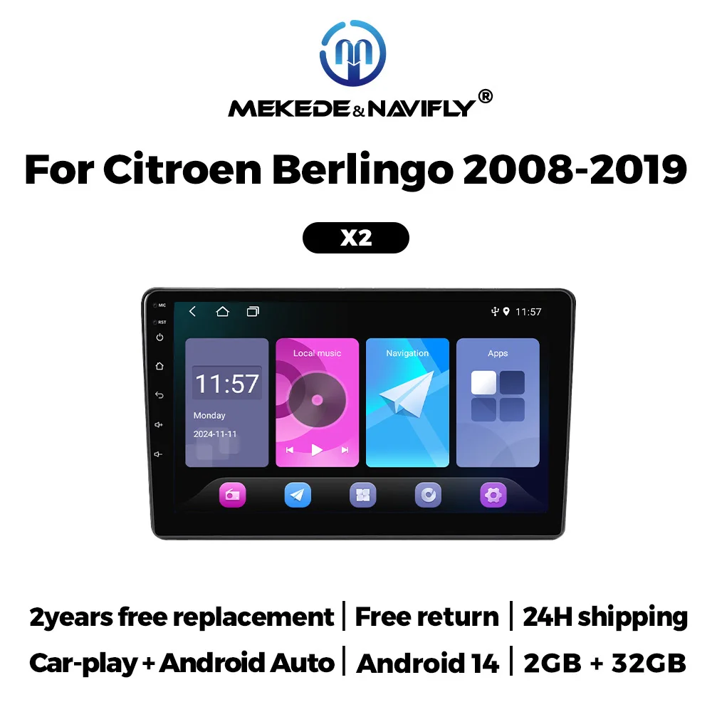 

Navifly Android Auto Carplay Car Radio Video Player For Citroen Berlingo 2 B9 Peugeot Partner 2008-2018 GPS intelligent systems