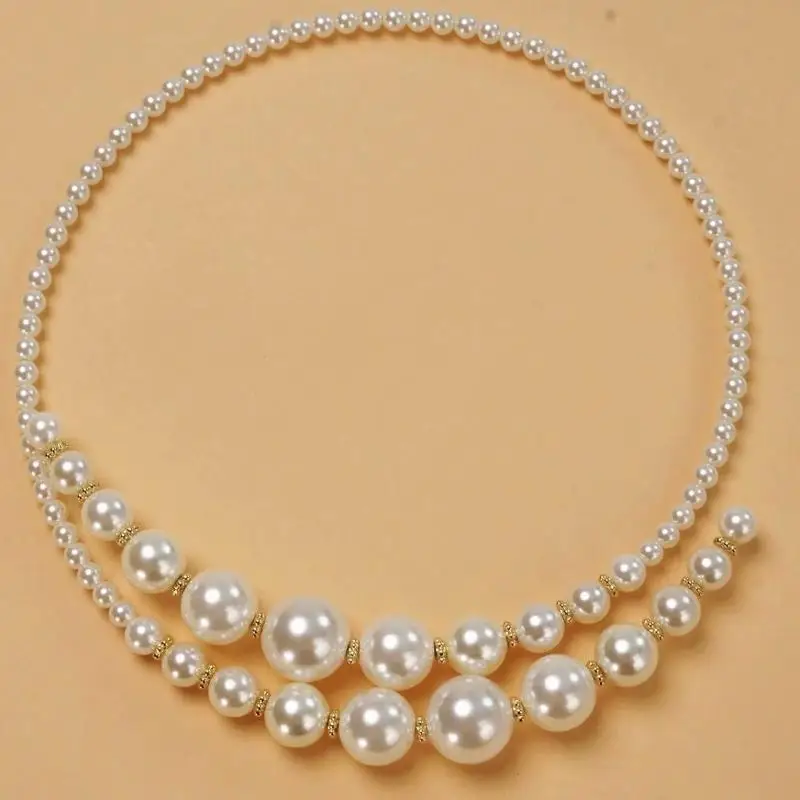 Retro Beaded Imitation Pearl Collar Necklace 1Pcs Exaggerated Style Jewelry for Women Dating Wear Accessory