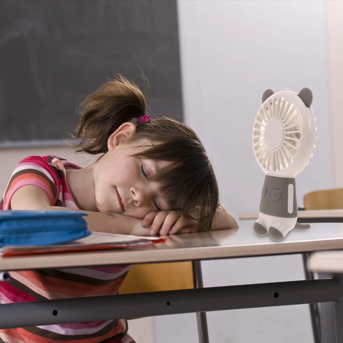 

Mini Handheld Design Portable Night Light Grey Small Quiet Cooling Fan for Home Office Outdoor Summer Gift