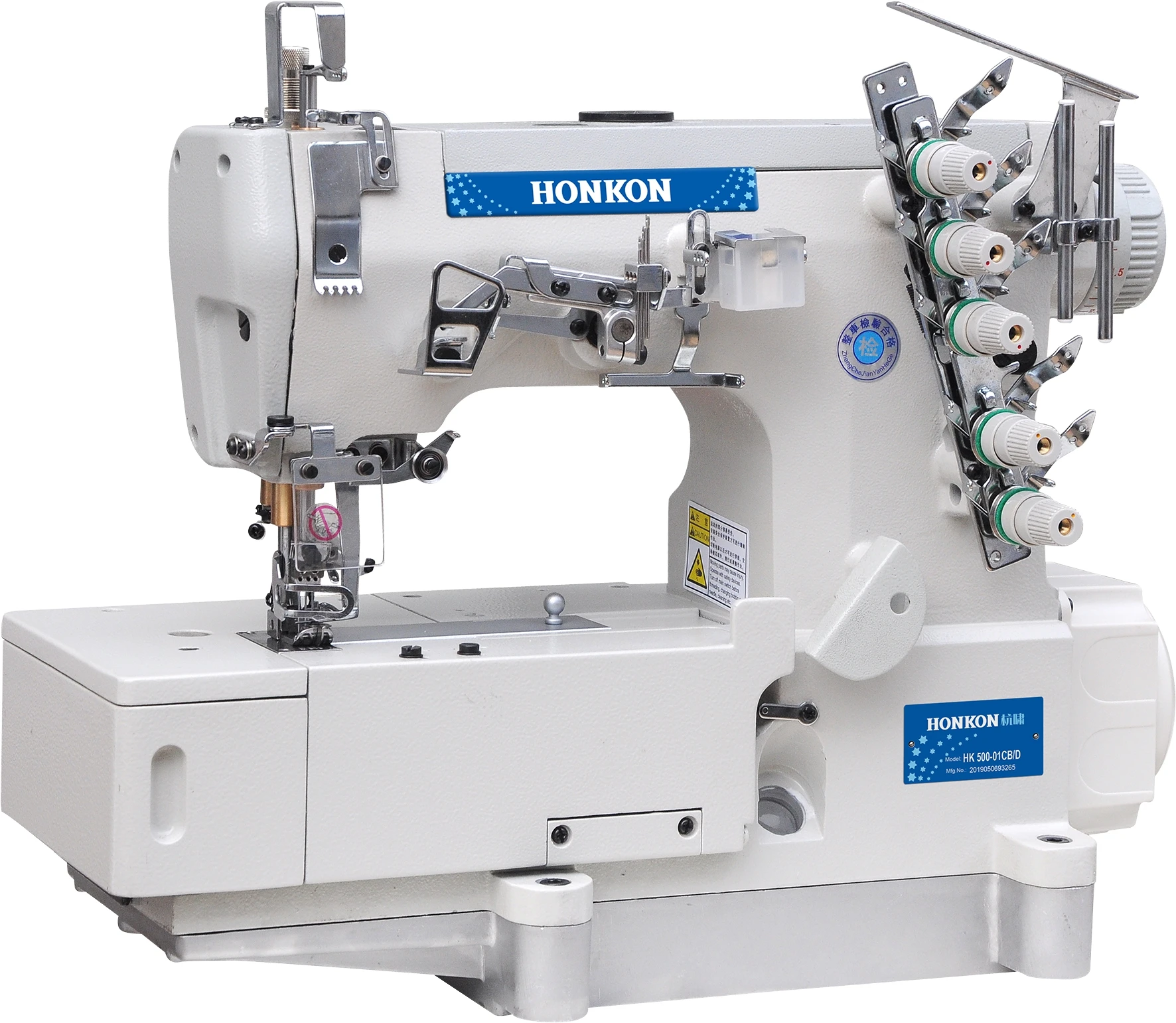 

Direct Drive High Speed Interlock Sewing Machine 6mm Max. Sewing Thickness 5 Threads With 3 Needles HK-500-01D UY128GAS HONKON