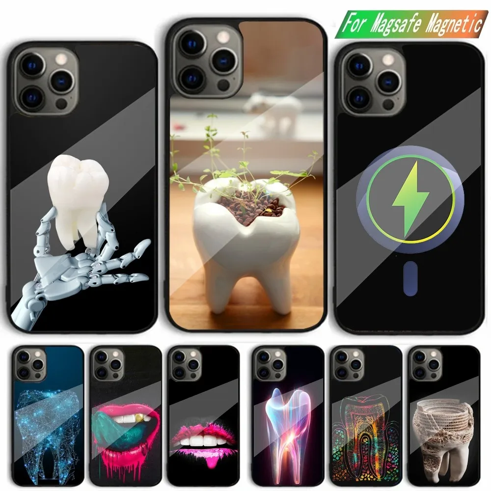 Dentist Tooth Art Phone Case For iPhone 15,14,13,12,11,Plus,Pro,Max Mini Magsafe Magnetic Wireless Charging