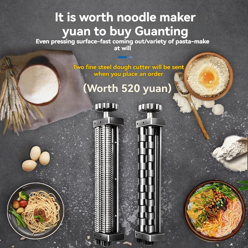 

Commercial Tabletop Pasta Machine, Electric Stainless Steel Noodle Cutter, Kneading Cutting All-in-One Dumpling Wrapper Roller
