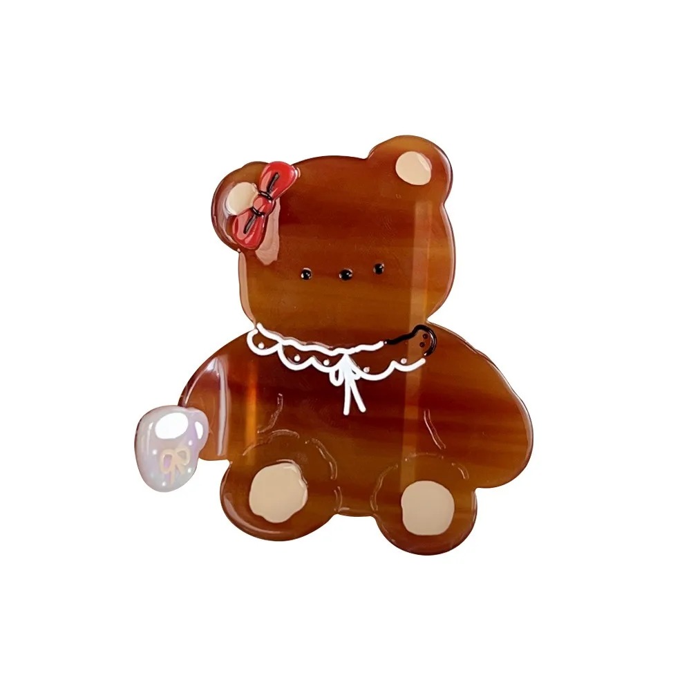 

Trendy Kawaii Cartoon Bear Shark Clip Sweet Brown Acetic Acid Hair Claw Headdress Bow Hair Clip Female