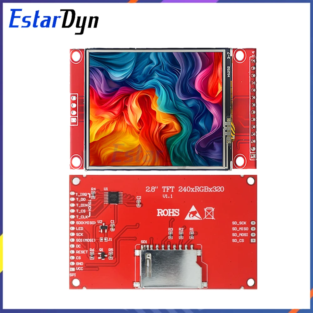 Touch screen LCD TFT SPI da 2,4/2,8 pollici ILI9341 Modulo display 240x320 per Arduino Raspberry Pi, con PCB e touch pen