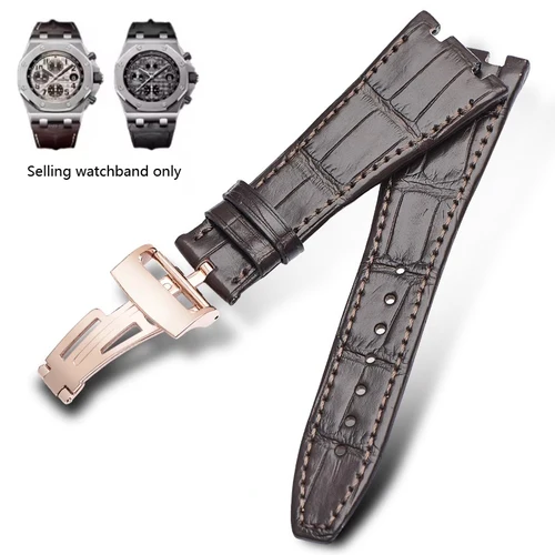 Imagen 1 del producto Correa de reloj de cuero genuino de capa superior para AP Audemars 15400 15703 Royal Oak Offshore Series macho 26mm negro marrón correas de reloj