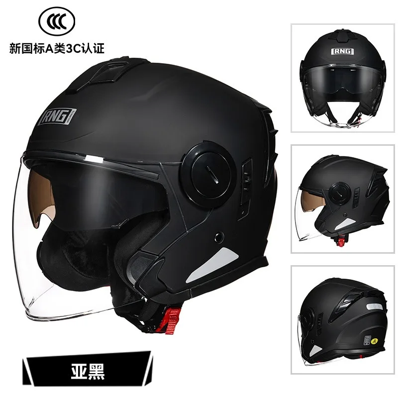RNG Bluetooth 3/4 Open Face Half Motorcycle Helmet with Headset Scooter E-Bike Delivery Helmets Men Women view 2